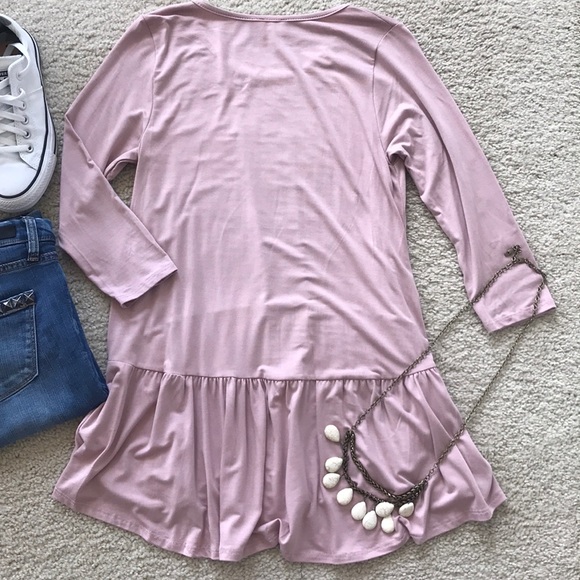 Mauve Color 3/4 Sleeve Tunic Top - Picture 5 of 5